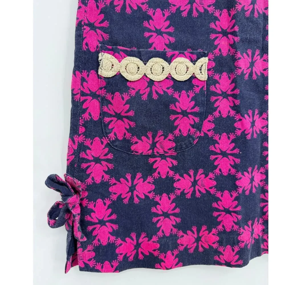 Lilly Pulitzer Girls Frog Shift Dress Pink Navy Floral Size 8